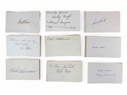 Sports Autograph Lot on Index Cards: Last names letters H-O. Approximately 1000 autographs with duplicates including signatures from athletes who played early 20th century to around the 1960's. Unpicked with many esoteric signers.