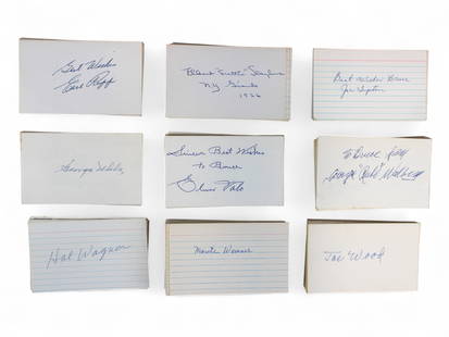 Sports Autograph Lot on Index Cards: Last names letters P-Z. Approximately 800 autographs with duplicates including signatures from athletes who played early 20th century to around the 1960's. Unpicked with many esoteric signers.