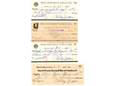 (4) Wilcy Moore Signed Personal Checks (JSA)