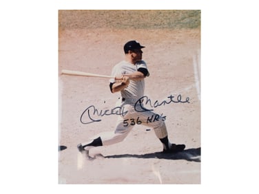 Mickey Mantle Signed Photo w/ 536 HR Inscription