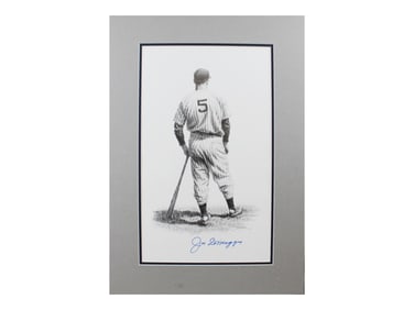 Joe DiMaggio Signed Pencil Drawing by Banse
