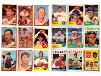 Baseball Card Lot  1950's-60's: Collection of 1950's-60's Topps and Fleer Baseball Cards. Sadly the long boxes were water damaged, causing the cards to curl and get damp. Better cards included. Many could be helped if put into top l