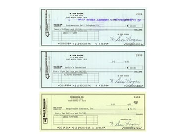 (15) Ben Hogan Signed Checks - JSA
