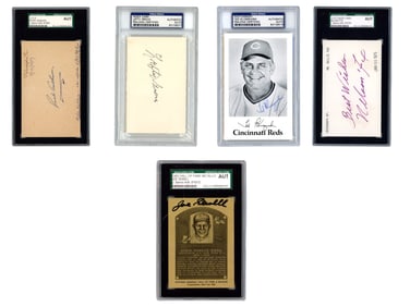 (5) Baseball HOF Autographs Incl. Grove & Fox
