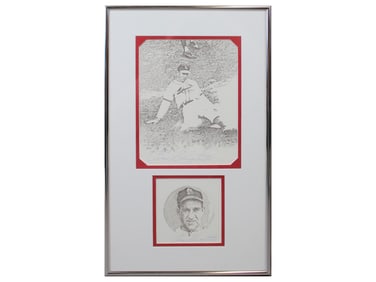 (2) Tinkelman Original Enos Slaughter Signed