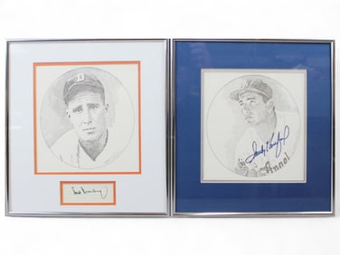 Tinkelman Signed Original Koufax & Greenberg Podres