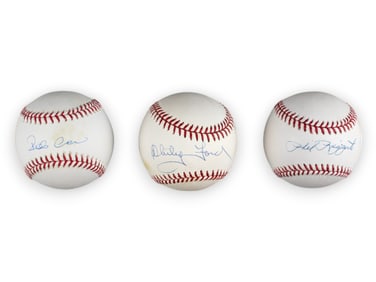 Lot of 3 Yankees Single Signed Baseballs