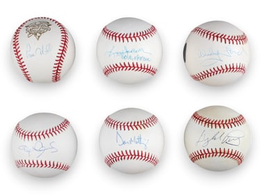Lot of 6 Yankees Single Signed Baseballs