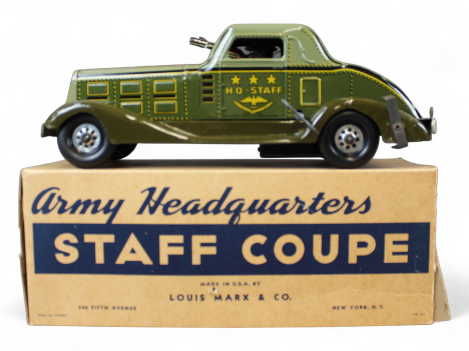 Marx Windup Army Headquarters Staff Coupe Boxed (1 of 10)