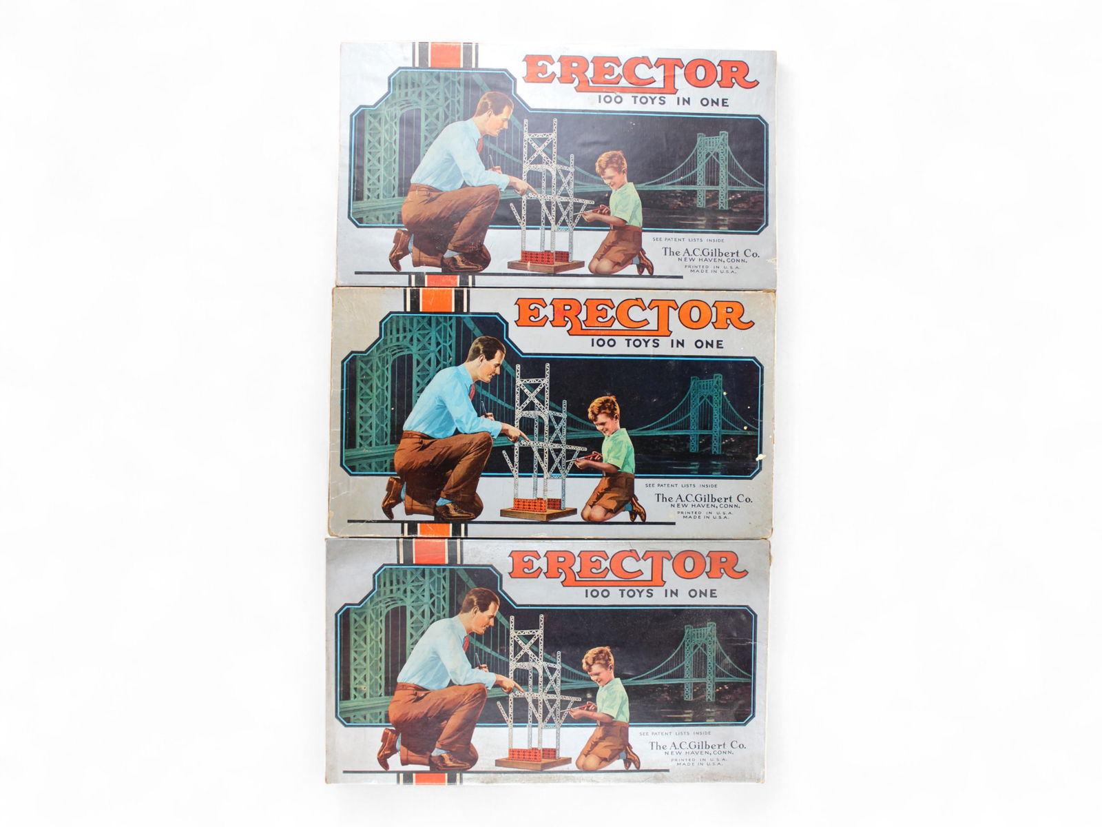 (3) Boxed 1950's A.C. Gilbert Erector Sets (1 of 8)