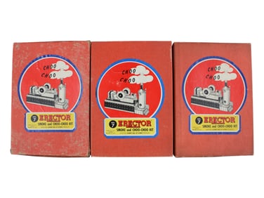 (3) Boxed Erector No. 7 Smoke & Choo-Choo Kits