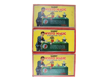 (3) Boxed A.C. Gilbert Mysto Magic Sets No. 1-1/2
