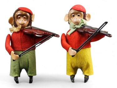 (2) Schuco Windup Monkey Violinists