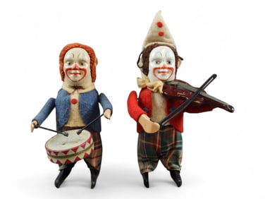 (2) Schuco Windup Clown Musicians