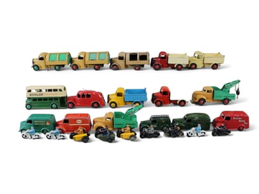 Assorted Dinky Vehicles and Motorcycles