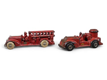 2 Arcade Cast Iron Fire Trucks