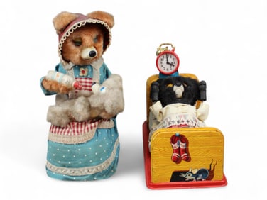 (2) Battery Op Toys, Sleeping & Feeding Baby Bear