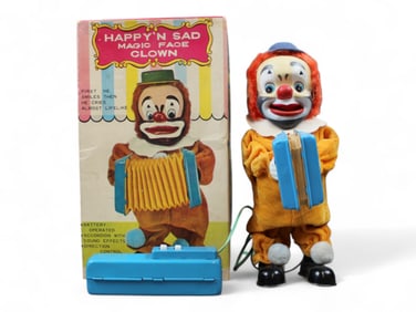Boxed Battery Op Happy N Sad Face Clown, Japan