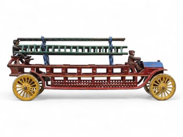 Early Hubley Cast Iron Fire Ladder Truck
