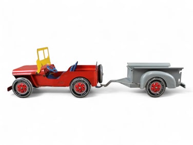 Marx Pressed Steel Willys Jeep & Trailer