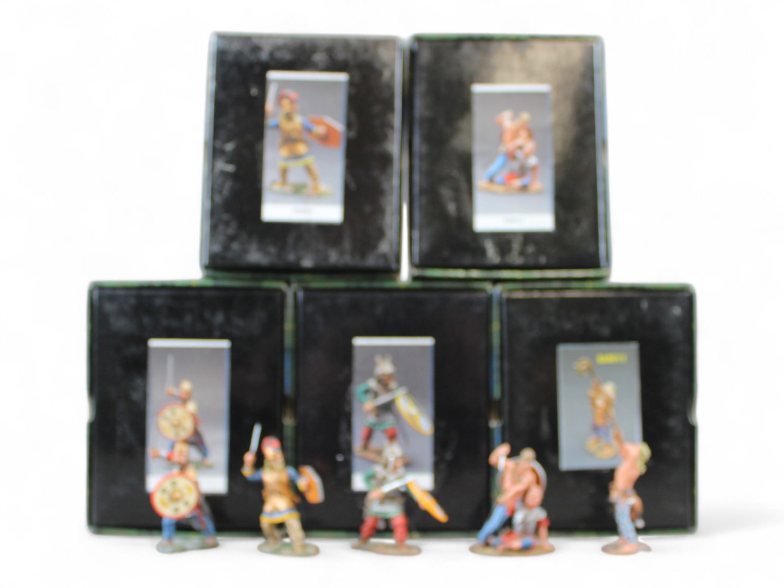 (5) King & Country Barbarians Boxed: 5 boxed King & Country Barbarians including BAR 8 Running Warrior, BAR 9 Wolfshead, BAR 10 Hacking Warrior, BAR 11 Barbarian Trumpeter, and BAR 12 No Mercy..