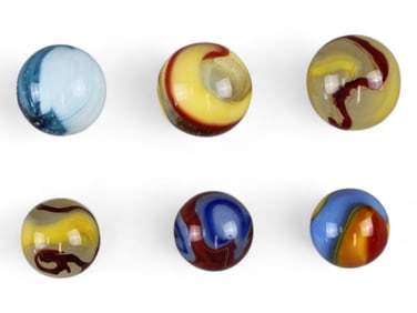 6 Vintage Akro Marbles