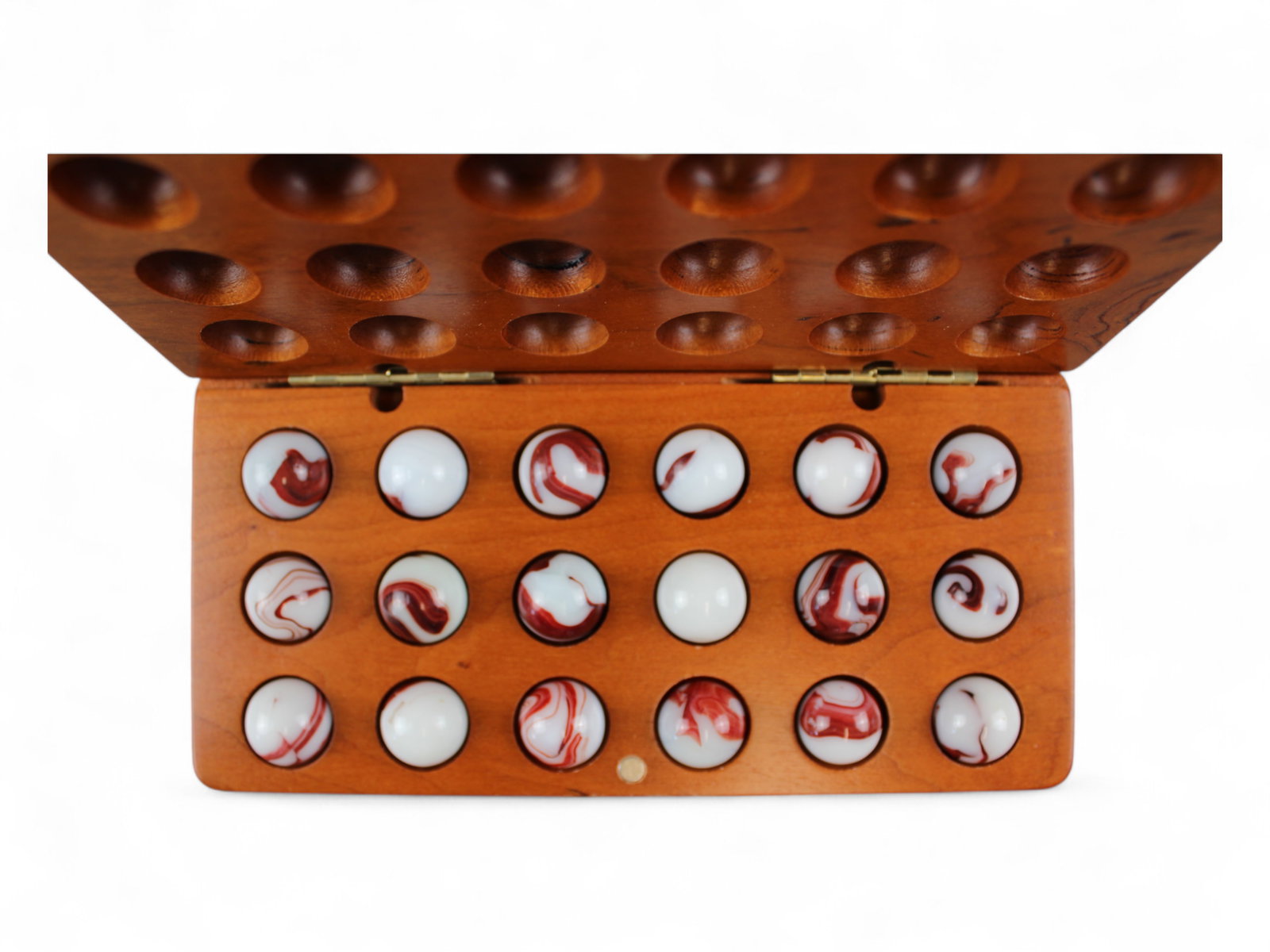 Boxed Akro Oxblood Marbles in Case (1 of 4)