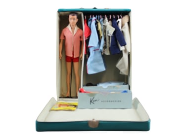 1960's Ken Doll with Clothing, Accessories, & Case