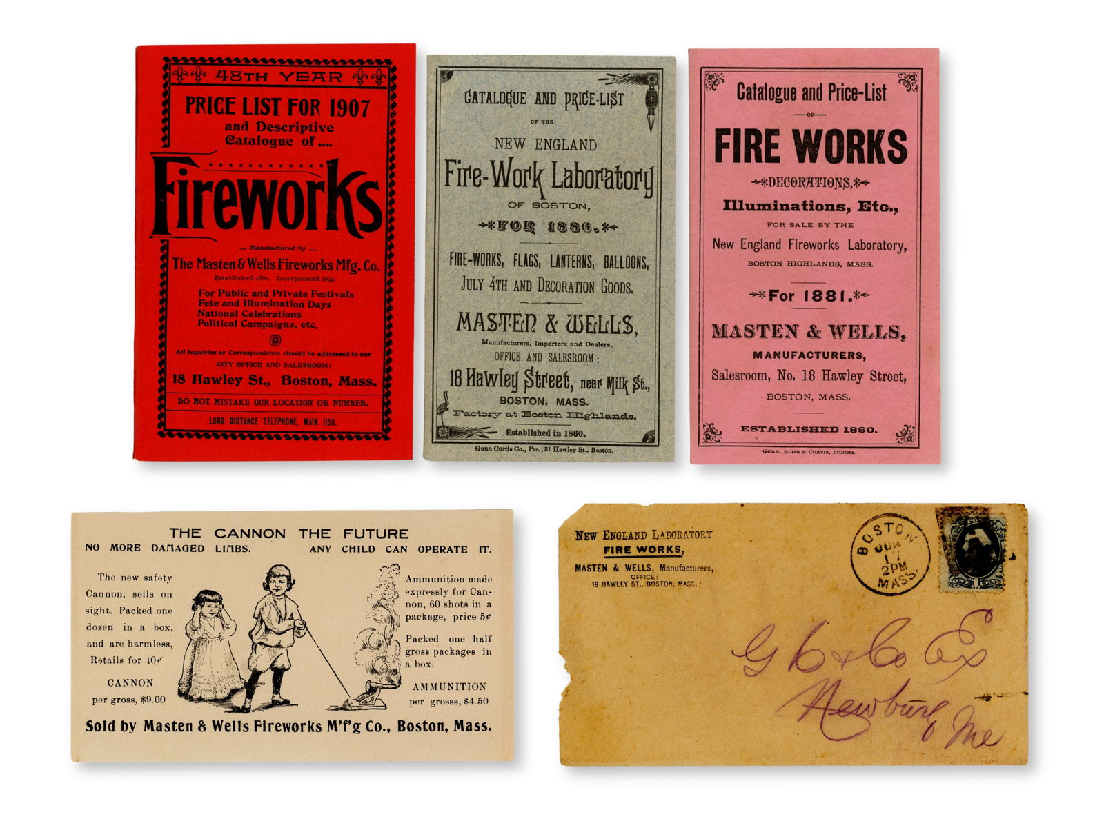 Masten & Wells Fireworks Ephemera Lot (1881-1907) (1 of 3)