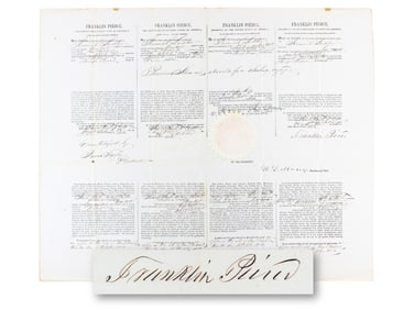 Franklin Pierce Signed 4-Language Ship's Paper