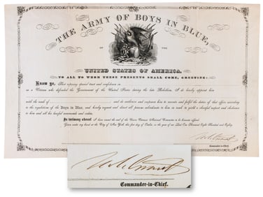 Ulysses S. Grant Signed "Boys in Blue" Document