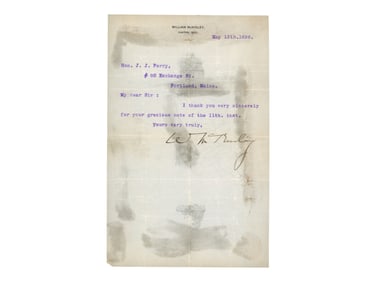 William McKinley TLS (1896) - JSA