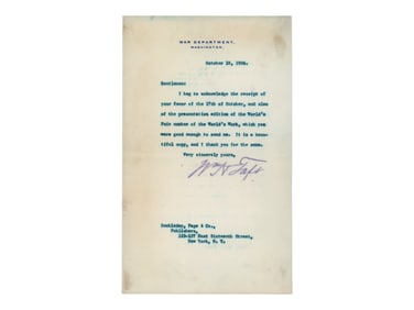 William H. Taft TLS (1904) - JSA
