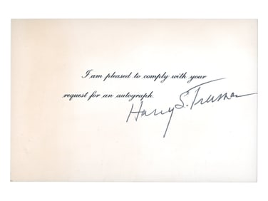 Harry S. Truman Signed Card - JSA