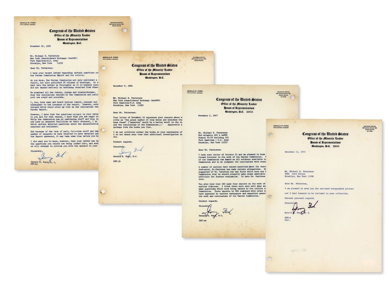 (4) Gerald Ford Signed Letters + Related - JSA (1 of 8)