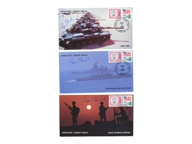 (3) George Bush Signed USO 50 Envelopes