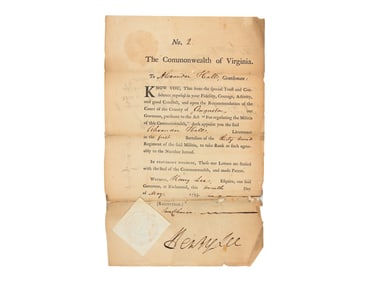1793 Henry Lee Signed Virginia Militia Doc