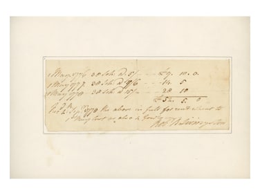 Robert R. Livingston Signed Receipt 1778