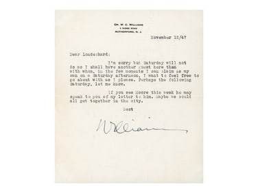 William Carlos Williams TLS, 1947