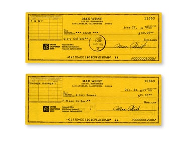(2) Mae West Signed Checks