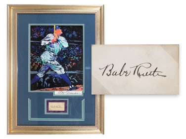 Babe Ruth Signed Cut w/ Display - JSA