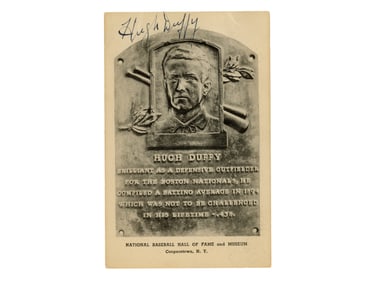 Hugh Duffy Signed HOF Plaque Postcard - JSA