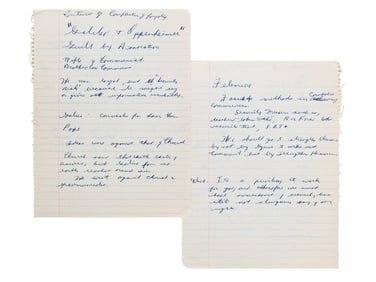 Ernie Davis Handwritten Notes at Syracuse