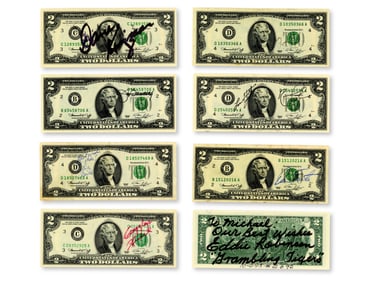 (8) Signed $2 Bills Incl. Bunning & Fouts