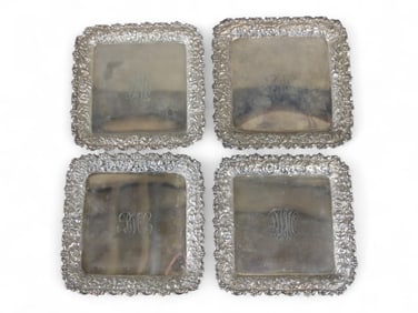 (4) Tiffany & Co. Silvered Soldered Square Trays