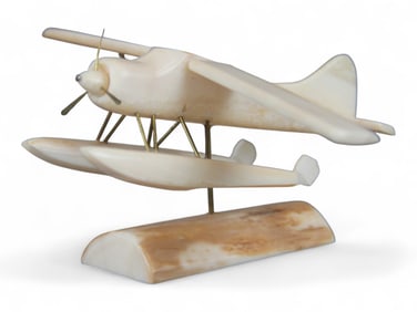 Inuit Carved Bone Seaplane Signed J.B.