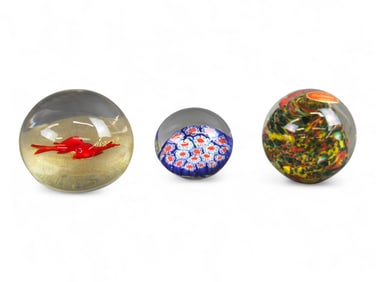 (3) Murano Art Glass Paperweights