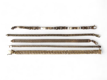 (5) 14k Yellow Gold Bracelets