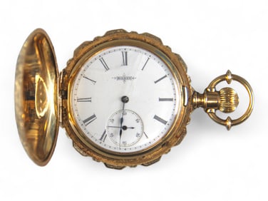 Elgin 18k Gold Hunter Case Pocket Watch