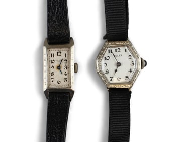 (2) Rolex 14k Gold Ladies Deco Wristwatches